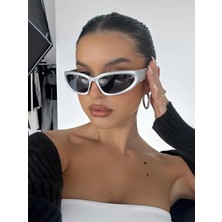 Premini Şık Unisex Gri Kare Çerçeveli UV400 Güneş Gözlüğü