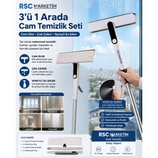 RSC Marketim Teleskopik Saplı Camsil Oynar Başlıklı Spreyli Mop  Camlarda 0 Leke Yer ve Duvarda Kullanım