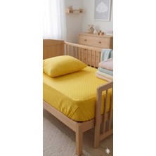Erca Home Tekstil Ürünleri Bebek Lastikli Çarşaf ve Yastık Kılıfı (70 X120  Lastikli ÇARŞAF,35X45 Yastık Kılıfı )Sarı Puantiye