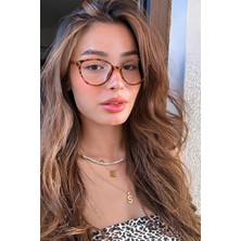 Premini Leopar Desenli Unisex Şeffaf Güneş Gözlüğü, 50 Ekartman