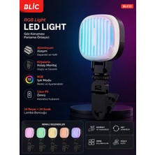 Abstrax Tech BLV22 Rgb LED Klipsli Video Işığı – 360° Dönebilen, Şarjlı, Taşınabilir Vlog ve Yayın Lambası