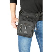 CLASSBAG Erkek Siyah-Gri, Su Geçirmez ,çok Gözlü Motosiklet Kurye ,bel, Bacak, Omuz Çantası Bodybag