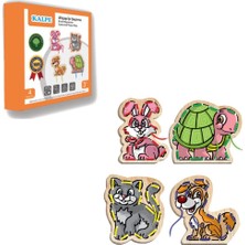 NW NessiWorld KAL-1019-1020 Chiva, Ahşap Ip Geçirme- Safari Hayvanlar