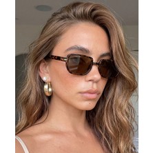 Premini Leopard Desenli Kahverengi Çerçeveli Unisex Güneş Gözlüğü