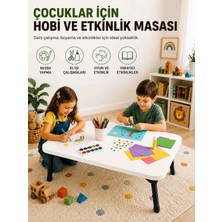 İmt Aksesuar Katlanabilir Ayaklı Yer Çalışma Çocuk Etkinlik ve Hobi Masası 100X58 cm Beyaz