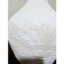 Art By Aslı El Yapımı Beyaz Dekoratif Vazo 30 cm Kırılmaz Modern Salon Konsol Vazosu Dokulu Tasarım Çiçeklik