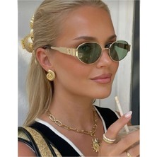 Premini Şık Yeşil Cam Gold Mineral Unisex Güneş Gözlüğü