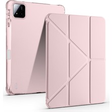 Fuchsia Xiaomi Pad 8 Pro ile Uyumlu 11.2 Inç Kalem Bölmeli Uyku Modlu Katlanabilir Trifolding Tablet Kılıfı