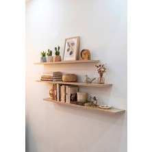 Akupanel Premium Mdf Raf Gizli Montajlı Meşe Renk Uçan Raf 15X100 cm 3 Adet Çok Amaçlı Kitaplık Mutfak Banyo Salon Rafı