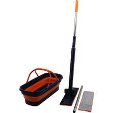 Kendinden Sıkmalı Katlanır - Tekerli Kovalı Mop Seti Yedek BEZLİ360° BAŞLIK=11.5X41CM- SAP:130CM