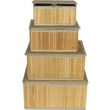 Otantik Çarşı Bambu Kapaklı Sepet 4'lü
