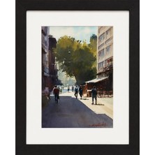 Muguetarts Kadıköy Sokakları Orjinal Suluboya Tablo - Mehmet Najafzadeh Eseri 55X44 cm
