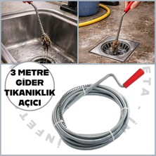 İnfeta 3 Metre Gider Açıcı Tıkalı Banyo Lavabo Deliği Gider Boru Açıcı Aparat Susta