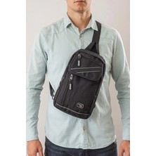 CLASSBAG Unisex Siyah-Gri Su Geçirmez, Çapraz Askılı Sırt Omuz Göğüs Çantası (20X31 Cm)