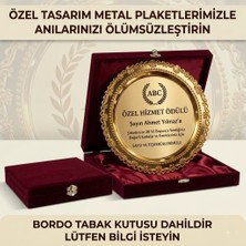 Best Hediye 25CM Lüx Metal Tabak, Kadife Bordo Lüx Kutu 28X28 Cm-Istenilenyazıyla