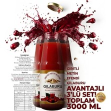 Giritli Metin Efendi Gilaburu Meyve Pulplu Içecek 3 x 1000 ml (Özel Cam Şişe) Katkısız