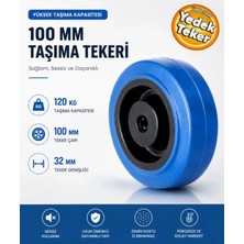 Emes ZMR100 Poliamid Kasnak 100X32 mm Mavi Kauçuklu Inox 120 kg Taşıma Tekerlek 100 mm