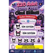 Cabuk Baskı Kişiye Özel Siyah Pembe  Isim Etiketi 220 Adet – Okul, Kreş ve Anaokulu Için Suya Dayanıklı Etiket Seti