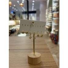 Yakemiyou Taşlı Yonca Altılı Küpe