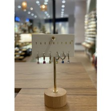 Yakemiyou Silver Minimal Renkli Altılı Küpe