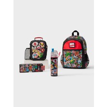 Smiggle Smıggle Marvel 4’lü Okul Çantası Seti Siyah,lisanslı Sırt ve Beslenme Çantası, Kalemlik ve Suluk
