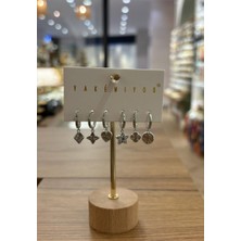 Yakemiyou Silver Karma Charmlı Altılı Küpe
