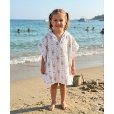 Organik %100 Pamuk Müslin Kapşonlu Panço Plaj Havuz 1 - 5 Yaş Çocuk Bebek Pançosu