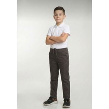 Nacar Store Çocuk Rıbana Bel Füme Canvas Okul Pantolonu (Okula Dönüş)