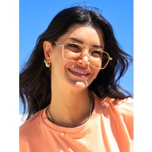 Premini Kadın Pembe Cam Rose Çerçeve Güneş Gözlüğü Şık ve Rahat Aksesuar