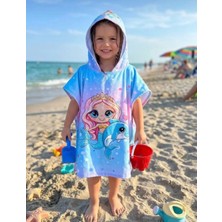 Gny Giyim Kız/erkek Çocuk Kapüşonlu Plaj Havlusu Panço Havlu Deniz Havuz Bornozu Bebek Banyo Havlusu