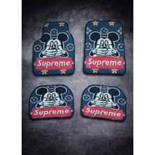 Işıltı Design Mickey Mouse Dekor Paspas A Kalite Baskılı Oto Halı Paspas Takımı 4 Takım Ön Arka Takım