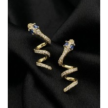 Xuping Jewelry Xuping Gold Vıp Seri Mavi Safir Taşlı Lüks Yılan Küpe