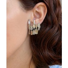 Fashion Işıltılı Baget Taşlı Modern Tasarım Zirkon Küpe