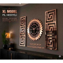 Eyka Store Modern Lüks Gold Rose Aynalı Pleksi Duvar Saati Kombini - Sessiz Mekanizma 3'lü Set