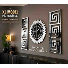 Eyka Store Modern Lüks Gümüş Aynalı Pleksi Duvar Saati Kombini - Sessiz Mekanizma 3'lü Set