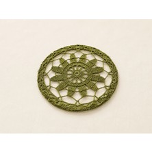 Muguetarts %100 El Emeği Bahar Yeşili Dantel Bardak Altlığı 10CM.