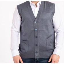Nacar Store Erkek Düğmeli Ince Yün Triko Örgü Yelek