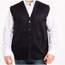 Nacar Store Erkek Düğmeli Ince Yün Triko Örgü Yelek