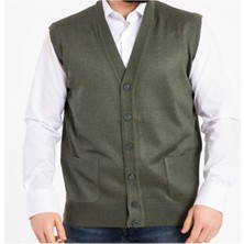 Nacar Store Erkek Düğmeli Ince Yün Triko Örgü Yelek