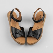 Kindep (Countess) Hakiki Deri Rahat Günlük Kadın Sandalet Siyah