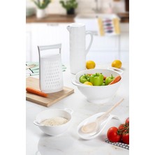 Bezos Akrilik Beyaz 5 Parça Sürahi & Rende & Süzgeç & Mini Süzgeç & Kaşıklık & Mutfak Çeyiz Seti