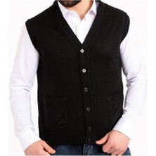 Nacar Store Erkek Düğmeli Ince Yün Triko Örgü Yelek