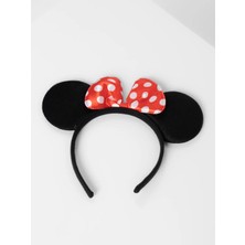 Bezos Kırmızı Fiyonklu Minnie Mouse Taç Fare Tacı Kafa Bandı