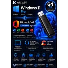 Windows 11 Pro Orijinal Retail Lisans - Microsoft 365 Family 5 Kullanıcı Copilot Destekli - 64 GB USB Kurulum Seti - Freedos Uyumlu