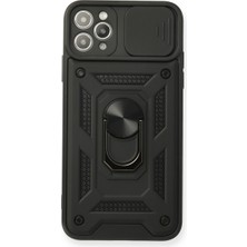 Bezos iPhone 11 Pro Kılıf Pars Lens Yüzüklü Silikon - Siyah