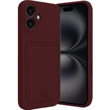 Alvera Collection iPhone 16 Kılıf Kelvin Kartvizitli Silikon - Bordo