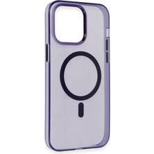 Alvera Collection iPhone 14 Pro Kılıf Tron Şeffaf Magsafe Kapak - Derin Mor
