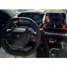 Hasbay Dikişli Direksiyon Kılıfı Karbon / Nokta Deri Turuncu Yüzük Turuncu Dikiş Peugeot 2008 3008 Için