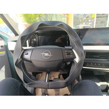 Hasbay Dikişli Direksiyon Kılıfı Siyah Deri Gri Dikişli Opel Frontera ve Opel Bu Direksiyonlara