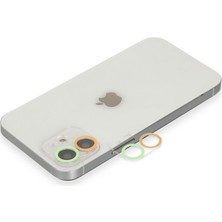 Bezos iPhone 12 Renkli Kamera Lens Koruma Cam - Turuncu-Yeşil